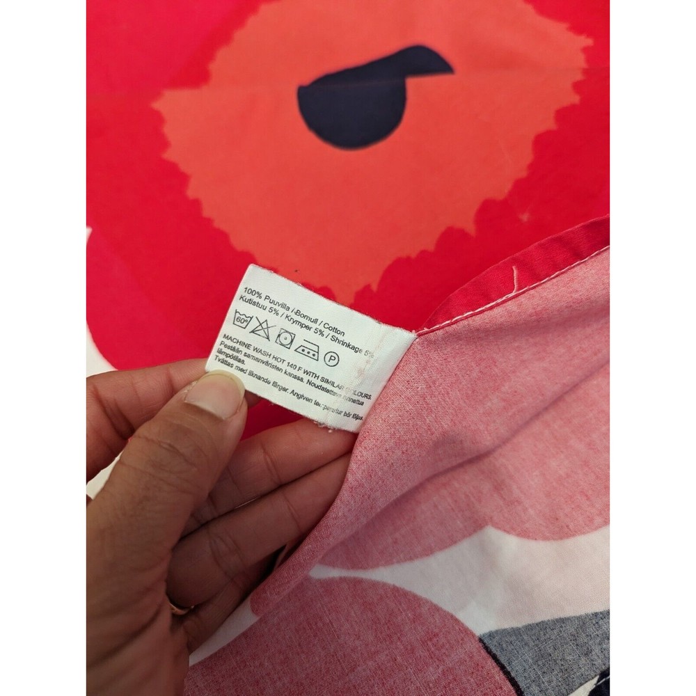 ❤️SOLD❤️ Marimekko Mini Unikko Full Size Flat Sheet Red Floral 100% Cotton EUC - Picture 3 of 5